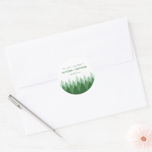 Green Forest Range Woodland Wedding Favour Classic Round Sticker