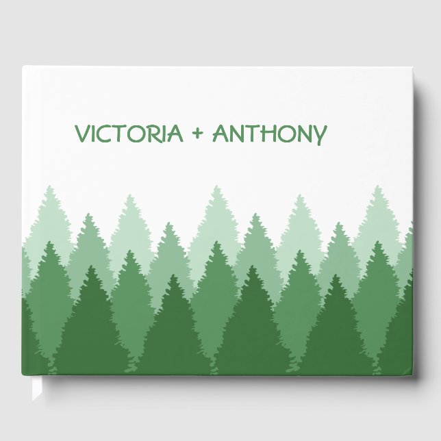 Green Forest Range Woodland Wedding Guest Book (Front)