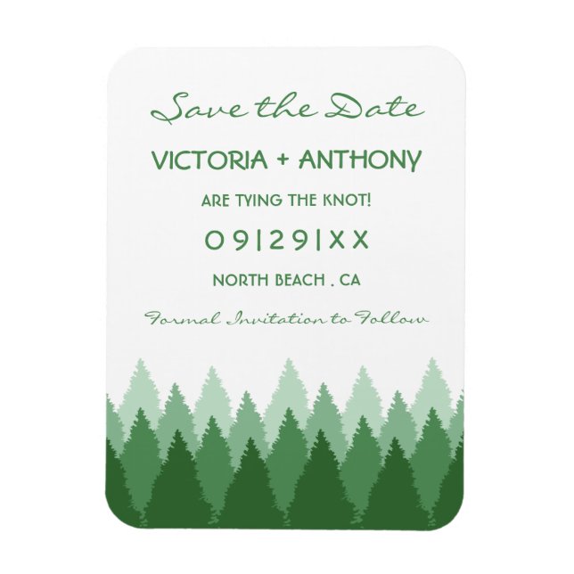 Green Forest Range Woodland Wedding Save The Date Magnet (Vertical)