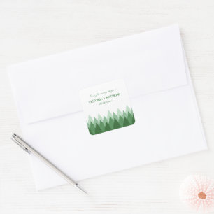 Green Forest Range Woodland Wedding Square Sticker
