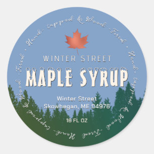 Green Forest Red Leaf Wood Fired Maple Syrup Classic Round Sticker
