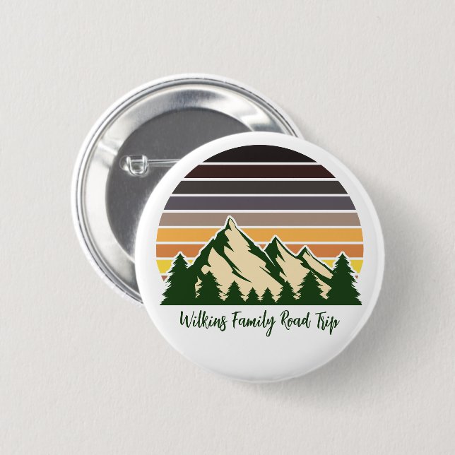Green Forest Road Trip Cool Customizable 2 Inch Round Button (Front & Back)