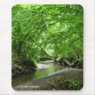 Green Forest Stream Mousepad. Mouse Pad