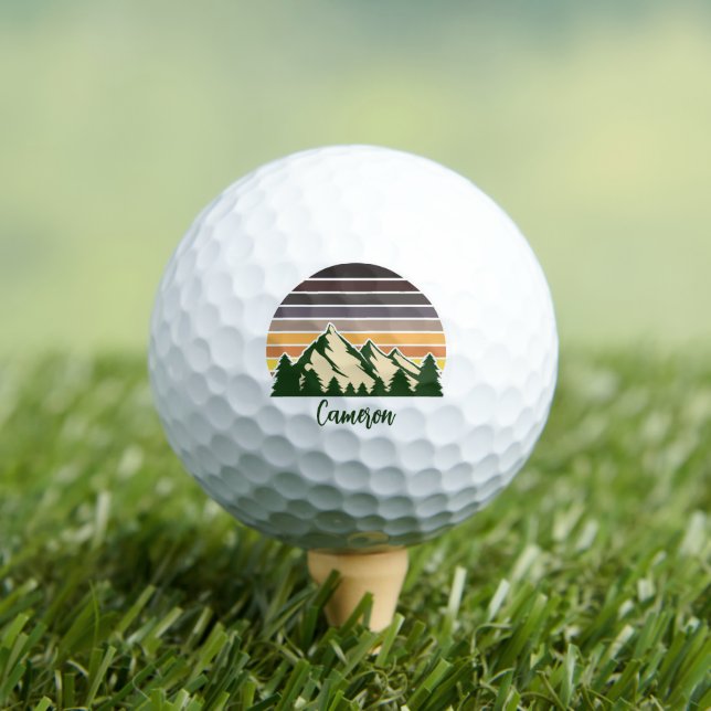 Green Forest Sunset Cool Customizable Golf Balls (Insitu Tee)