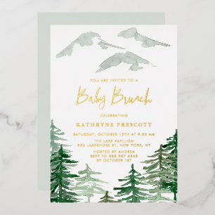 Green Forest Watercolor Woodland Baby Brunch