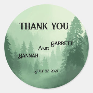 Green Forest Wedding  Classic Round Sticker