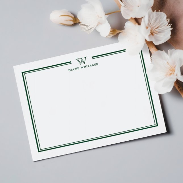 Green Formal Classic Family Monogram Double Frame Card (Creator Uploaded)
