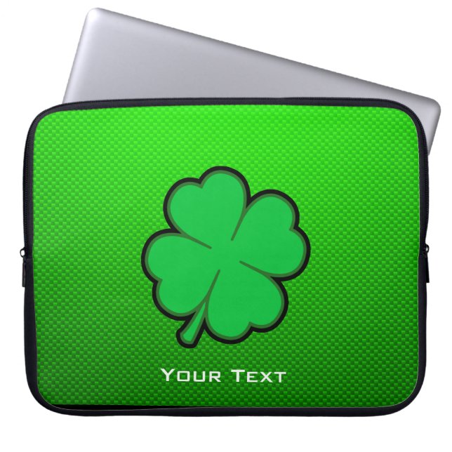 Green Four Leaf Clover Laptop Sleeve (Front)