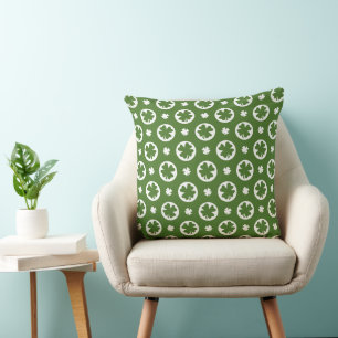 Green Four Leaf Clover Pattern Throw Pillow
