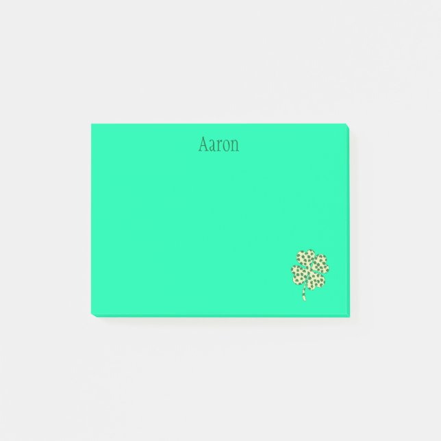 Green Four Leaf Clover Post-it Notes (Front)