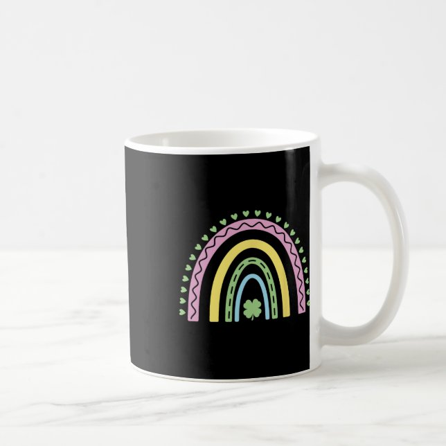 Green Four Leaf Clover Rainbow St Patrick's Day Bo Coffee Mug (Right)
