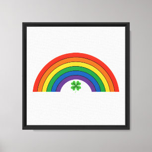 Green Four Leaf Clover Rainbow St Patrick's Day Canvas Print
