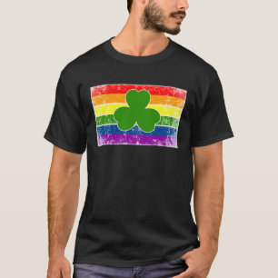 Green Four Leaf Clover Rainbow St Patrick's Day T-Shirt