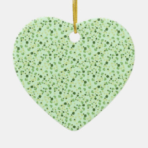 Green Four Leaf Clovers St Patricks Day Ceramic Ornament