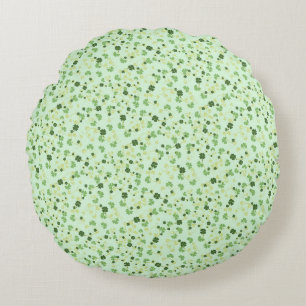 Green Four Leaf Clovers St Patricks Day Round Pillow