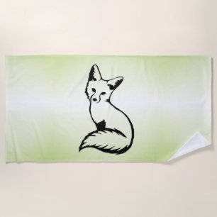 Green Fox   Beach Towel