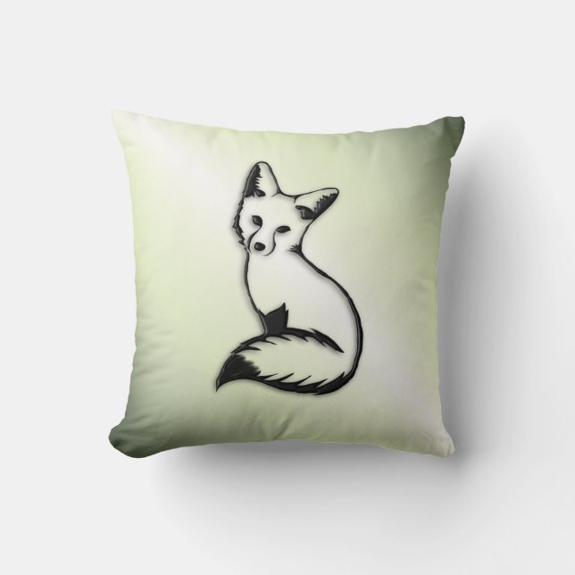 Green Fox Throw Pillow (Front)