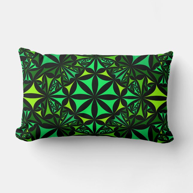 Green Fractal Cotton Throw Pillow (Front)
