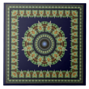 Green fractal fairy oriental pattern tile