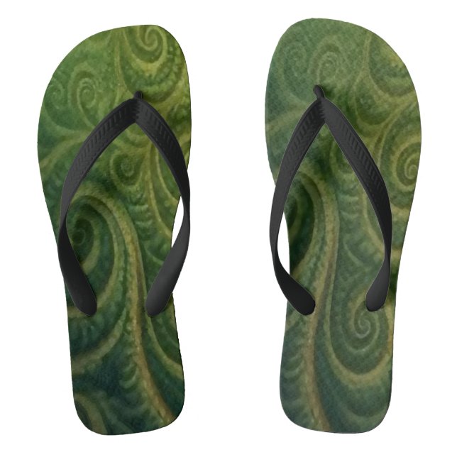 Green Fractal  Flip Flops (Footbed)