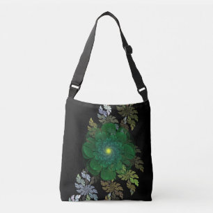 Green Fractal Flower  Crossbody Bag