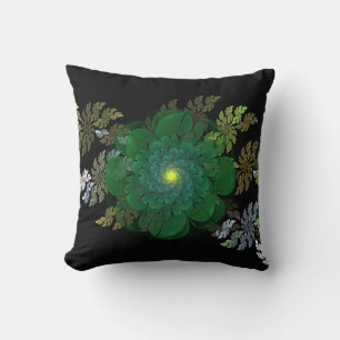 Green Fractal Flower Pillow