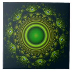 Green fractal hypnotic ornament tile