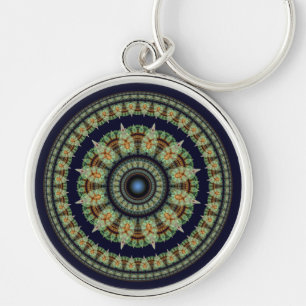 Green fractal ornate pattern keychain