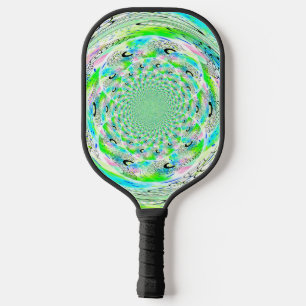 Green Fractal Pattern Pickleball Paddle