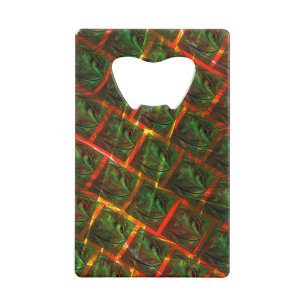 'Green framed eyes', scratches or red grating. Credit Card Bottle Opener