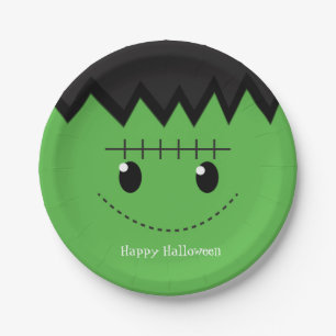 Green Frankenstein Halloween Birthday Party Plates