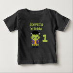 Green Frankenstein Monster Halloween 1st Birthday Baby T-Shirt<br><div class="desc">First Birthday tee with a fun Halloween image featuring a green Frankenstein monster.</div>