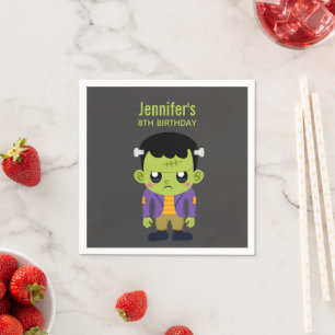 Green Frankenstein Monster Halloween Birthday Napkin
