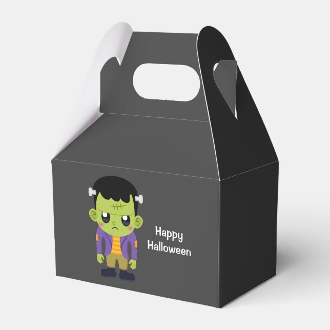 Green Frankenstein Monster Halloween Favor Box (Front Side)