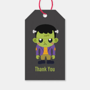 Green Frankenstein Monster Halloween Gift Tags