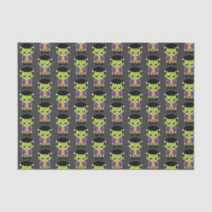 Green Frankenstein Monster Halloween Pattern Tissue Paper