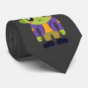Green Frankenstein Monster Halloween Tie