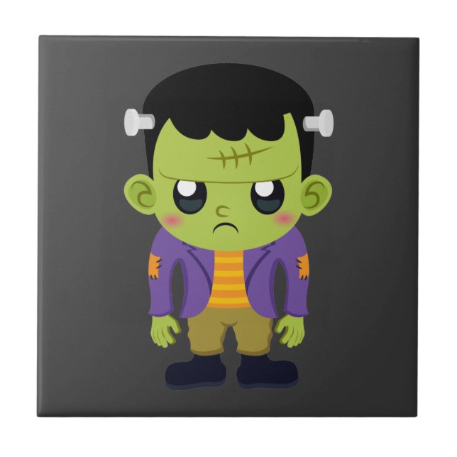 Green Frankenstein Monster Halloween Tile (Front)