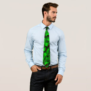 Green frayed abstraction tie