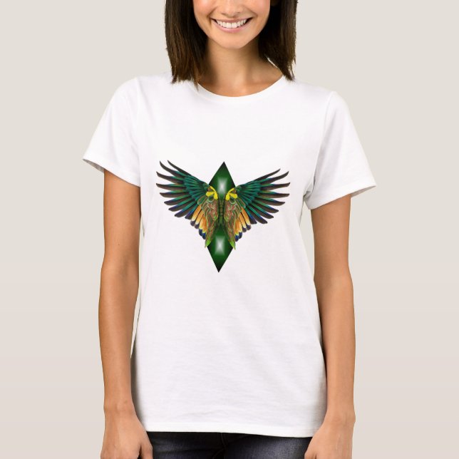 Green Freedom Wings Diamond Design T-Shirt (Front)