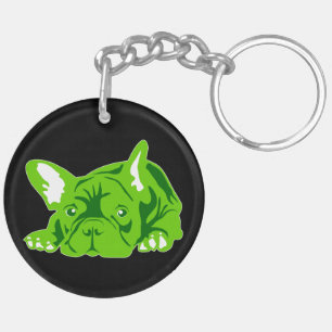 Green French Bulldog Keychain