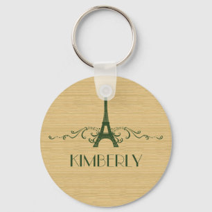 Green French Flourish Keychain