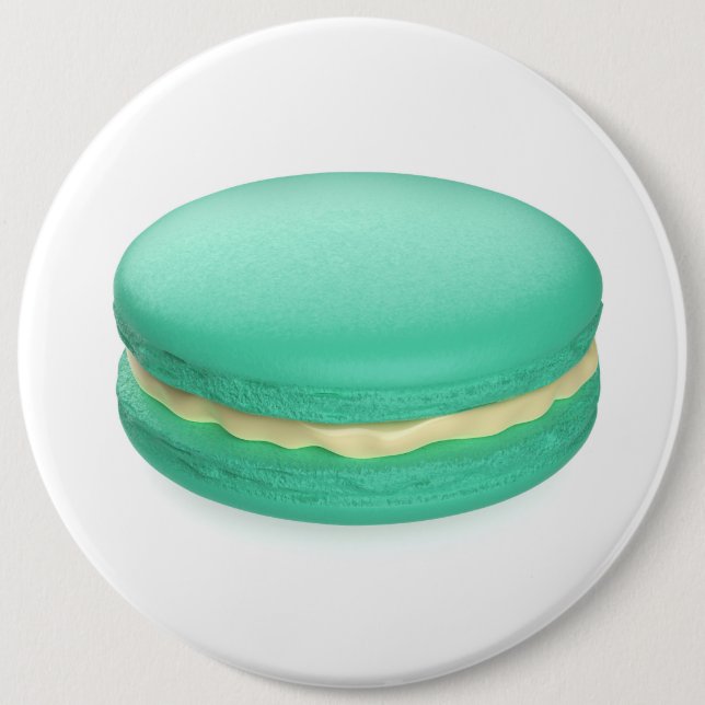 Green french macaron 6 inch round button (Front)