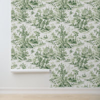 Green French Style Toile De Jouy