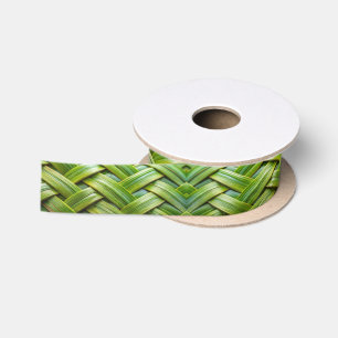 Green Fresh Bamboo Weave Satin Ribbon