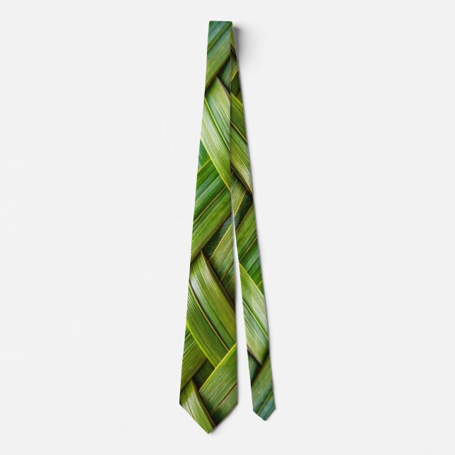 Green Fresh Bamboo Weave  Tie (Front)