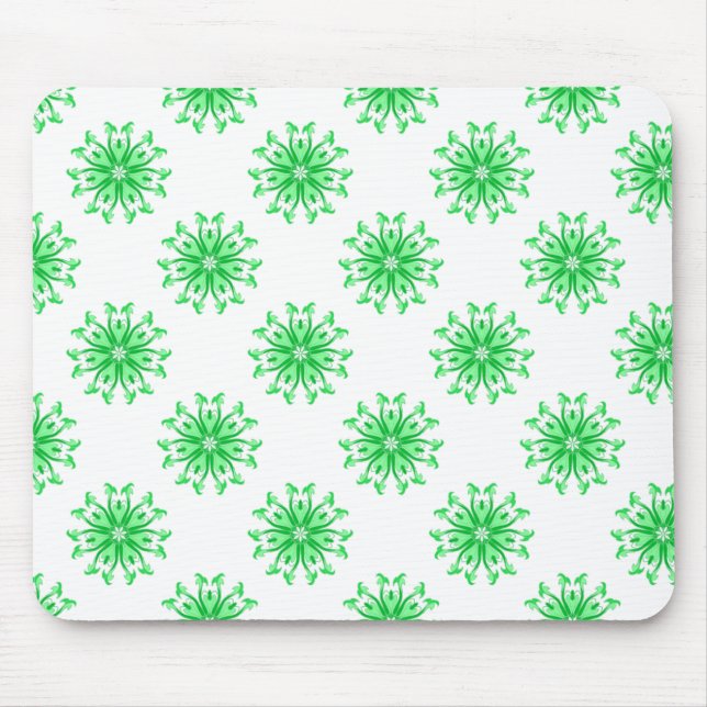 Green fresh floral pattern mouse pad (Front)