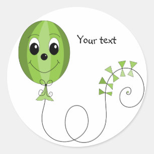 Green Friendly Balloon Classic Round Sticker