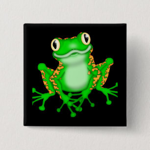 Green Frog 2 Inch Square Button