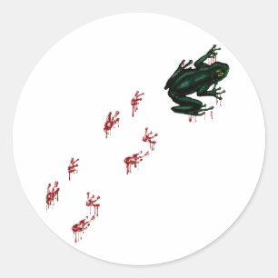 Green Frog Blood Footprints Goth Amphibian Classic Round Sticker